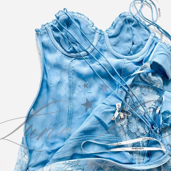 FOR LOVE & LEMONS Kate Mini Floral Dress in Blue NWT - Picture 9 of 10